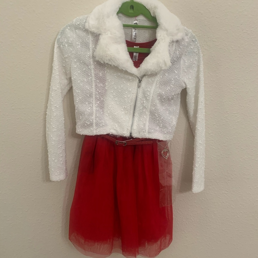 NWT Beautees sequin bodice dress with sweater